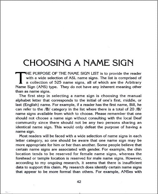 The Book of Name Signs: Naming in American Sign Language